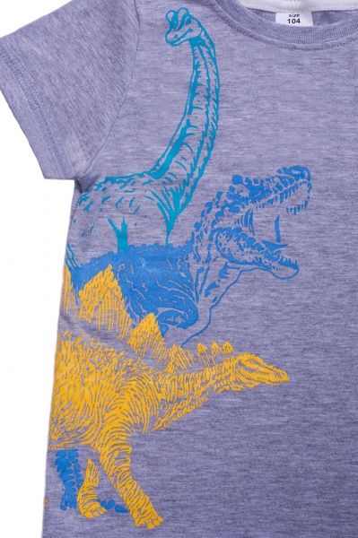 Футболка для хлопчиків Luna Kids з принтом T-Rex р.98 сірий меланж 