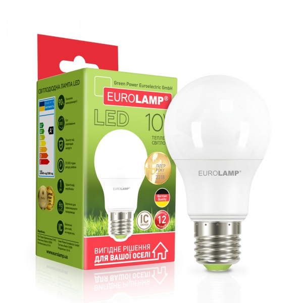 Лампа светодиодная Eurolamp 10 Вт A60 матовая E27 3000 К LED-A60-10272(A) 