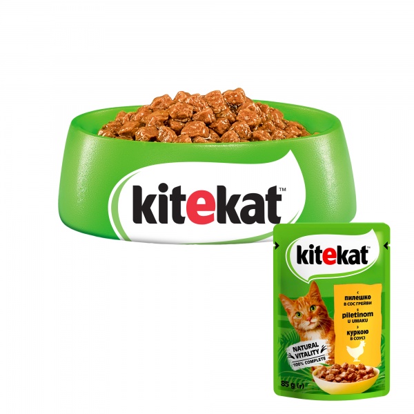 Консерва для котов Kitekat в соусе с курицей 85 г