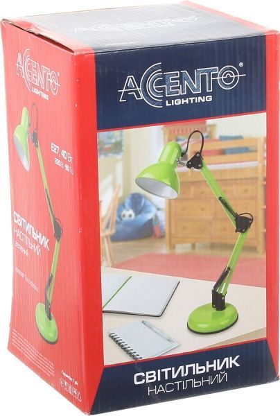 Настольная лампа офисная Accento lighting ALYU-DE3030-BK 1x40 Вт E27 зеленый 