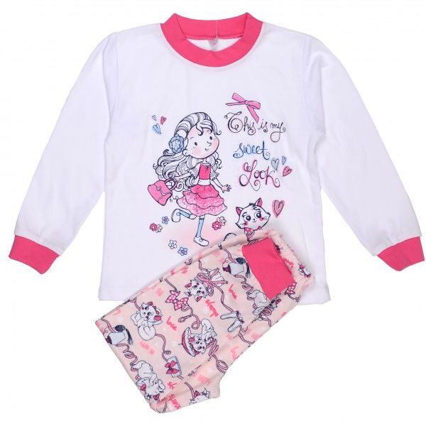 Піжама дитяча для дівчинки Татошка 0106271 р.122 біло-рожевий 