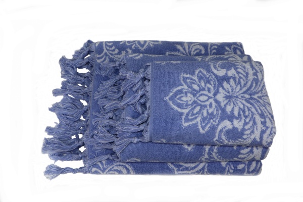 Рушник махровий Serra 50x90 см синій із малюнком La Nuit 