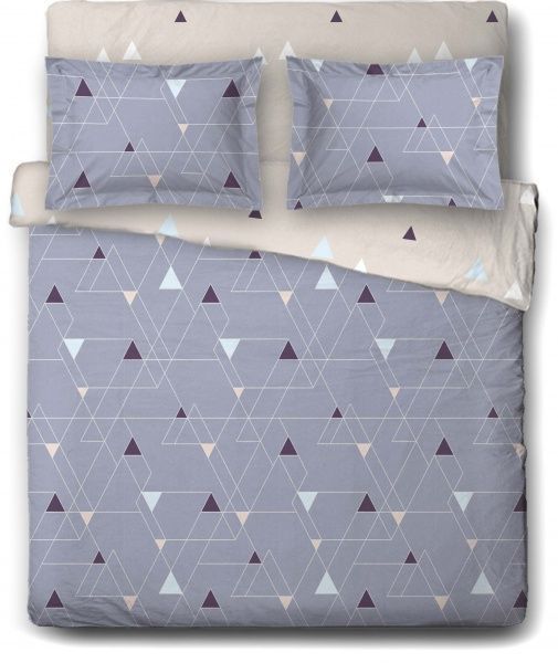 Комплект постільної білизни Diamond семейный бежевий із блакитним Ibodo 