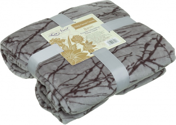 Плед Flannel Веточка 160x200 см серый La Nuit 