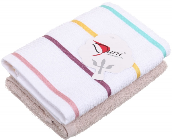 Набір рушників кухонних Stripe 60x40 см Durutex білий із коричневим 