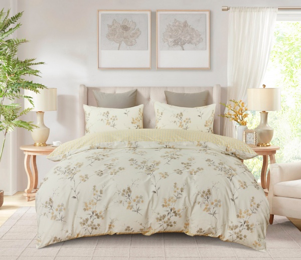 Комплект постільної білизни Matina 2 жовтий із білим La Nuit 