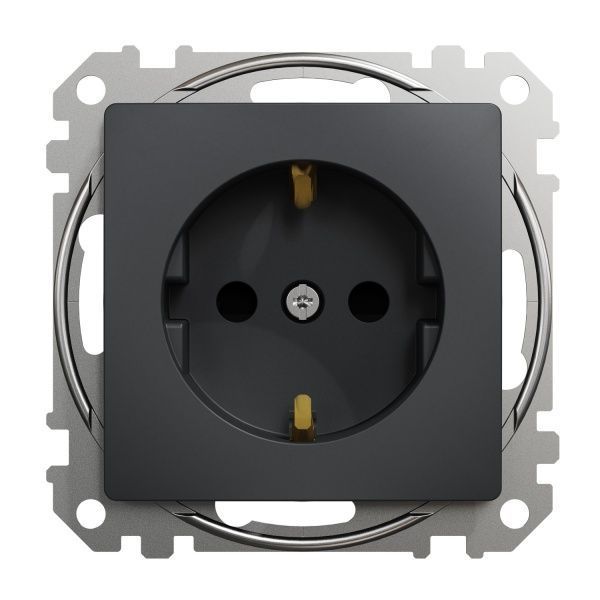 Розетка силова із заземленням Schneider Electric Sedna Design зі шторками без кришки чорний SDD114022