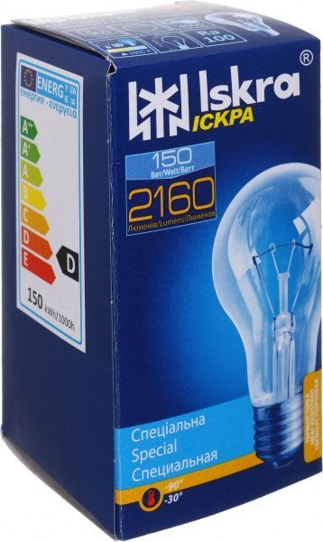 Лампа розжарювання Iskra А60 150 Вт E27 220 В прозора 
