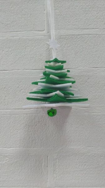 Підвіска Діамантові ручки Ялинка Зірка 3D зелено-біла 20 см 125139