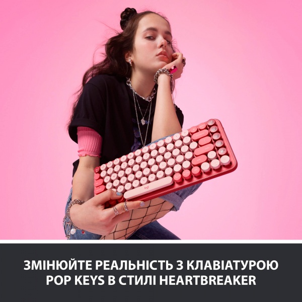 Клавиатура Logitech POP Keys Wireless Mechanical Keyboard With Emoji Keys heartbreaker rose (920-010718) 