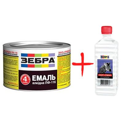 Емаль Зебра ПФ-116 2.8 кг біла + Уайт-спірит Зебра 0.5 л
