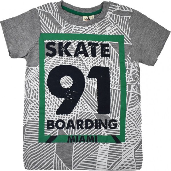 Футболка для мальчика AKKU 9105 SKATE р.140 серый 