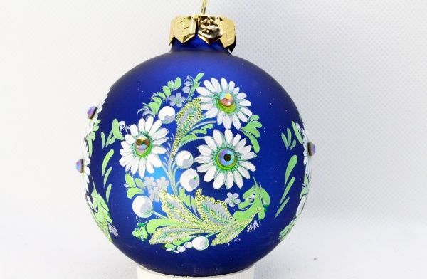 Набор елочных шаров Ромашки синие d80 мм 8 см 7 шт./уп. 