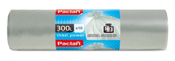 Мішки для побутового сміття Paclan Maxi Power надміцні 300 л 10 шт.