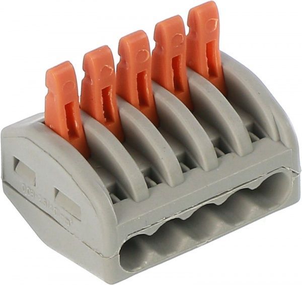 Колодка клемна E.NEXT e.lc.pro.pl.5 з натискним важелем 5 шт./уп. сірий 