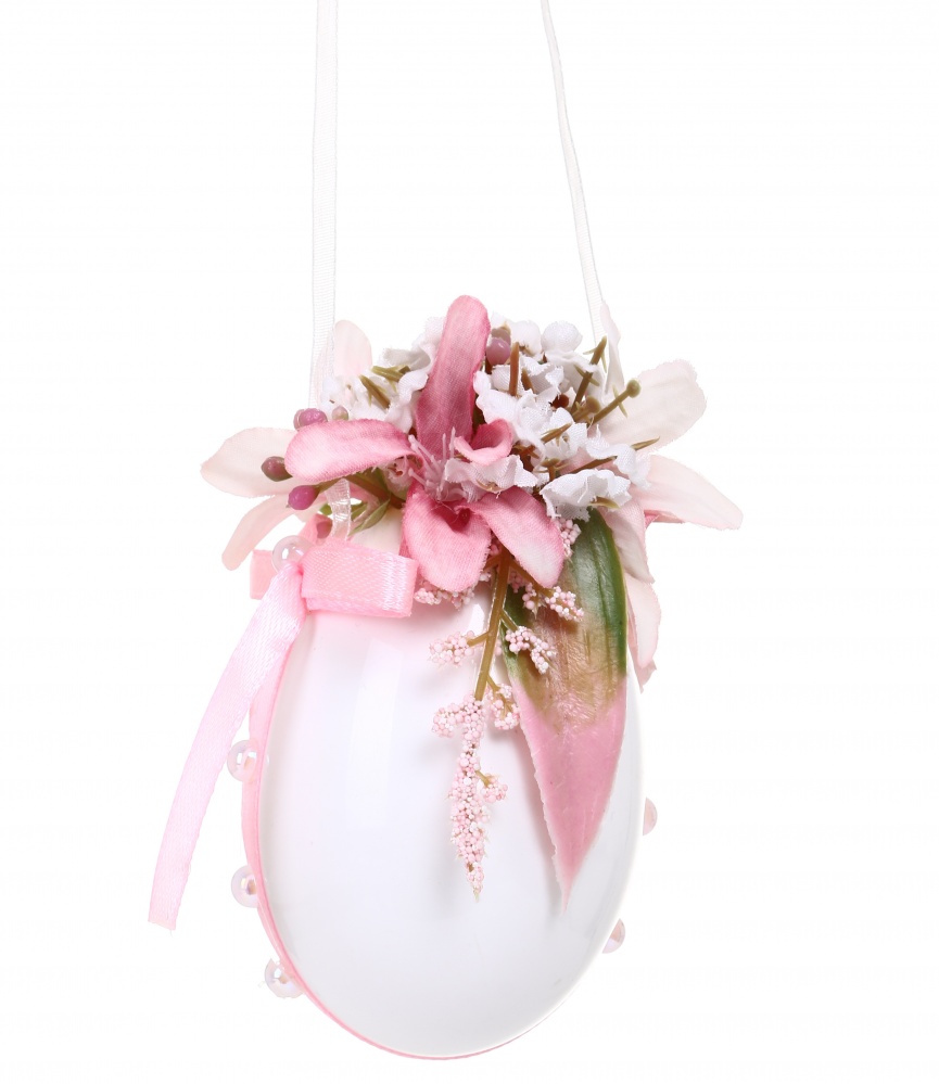 Декорация пасхальная яйцо с цветами в ассортименте 10 см