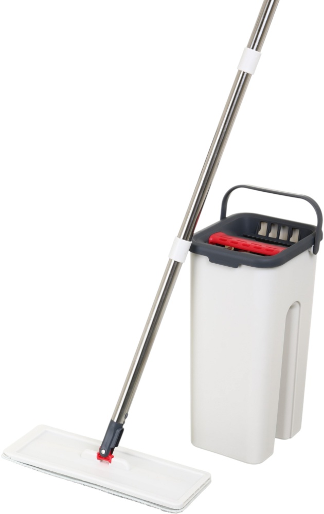 Набір для прибирання для підлоги OBERY з вертикальним віджимом Super Clean Compact 2в1 30 см сірий