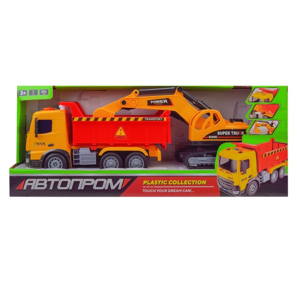 Автомобиль для строительства Автопром с экскаватором 1:16 RJ3369