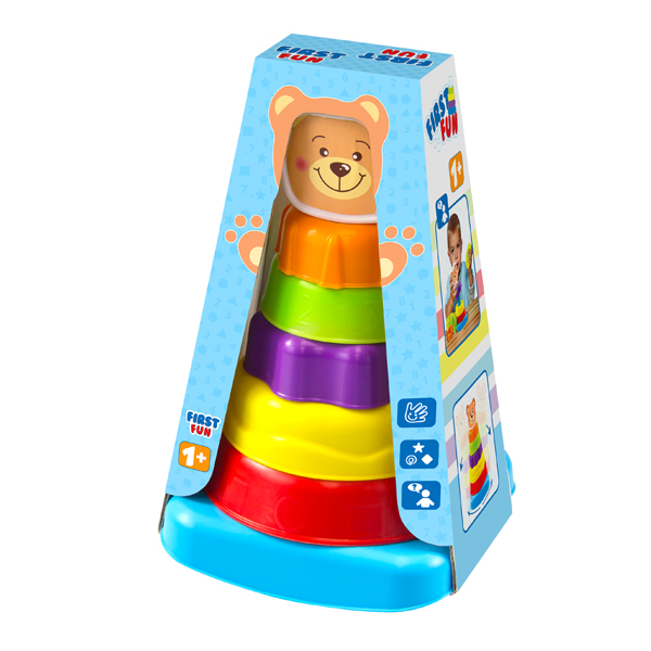 Игрушка-сортер Mochtoys Пирамидка 14x14x23 см 12311