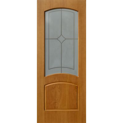 Дверь межкомнатная Меркурий 80 см орех стекло с рисунком