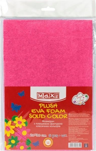 Фоаміран з плюшевою фактурою MX61864 2 мм 20х30 см яскраво-рожевий