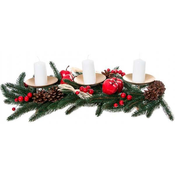 Подсвечник на деревянной подставке на 3 свечи