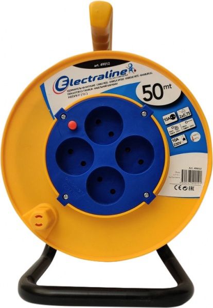 Удлинитель на катушке Electraline без заземления 4 гн. желтый 50 м 49012 