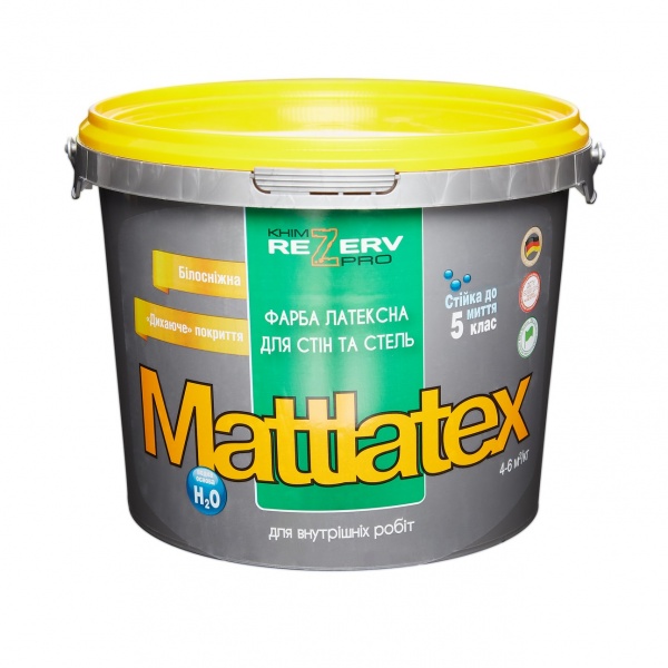 Фарба інтер'єрна латексна Khimrezerv PRO MATTLATEX глибокий мат біла 10л 