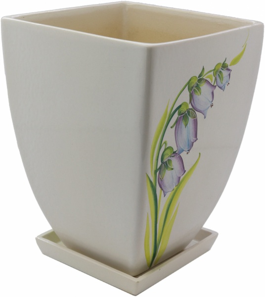 Горшок керамический Конусный №3 четырехугольный Р093 квадратный белый/ 