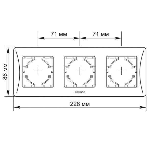 Рамка трехместная Videx Binera горизонтальная черный VF-BNFR3H-BG