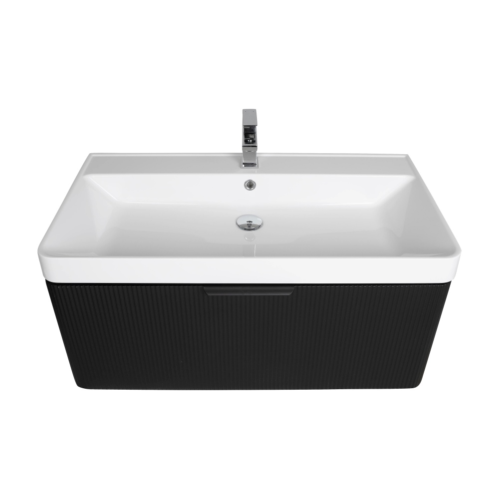 Тумба подвесная Aqua Rodos Frost Black с умывальником Deep 90 см (АР000127942)