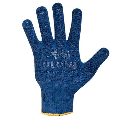 Перчатки трикотажные ПВХ с точкой синие 10 кл 646