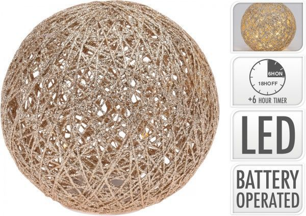 Декоративная фигура встроенный светодиод (LED) Шар золотой с подсветкой 1 ламп 20 см