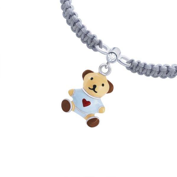 Браслет плетеный UMa&UMi Мишка с сердцем голубой