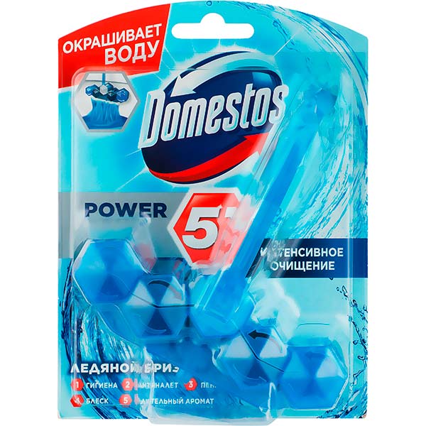 Туалетний блок Domestos Power 5 Видимий захист Свіжість океану 53 г 