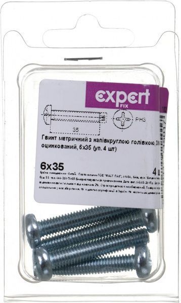 Гвинт метричний ЦБ DIN7985 6x35 мм 4 шт. Expert Fix