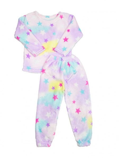 Пижама детская для девочек Luna Kids Звездочки (вельсофт) р.134–140 розовый 
