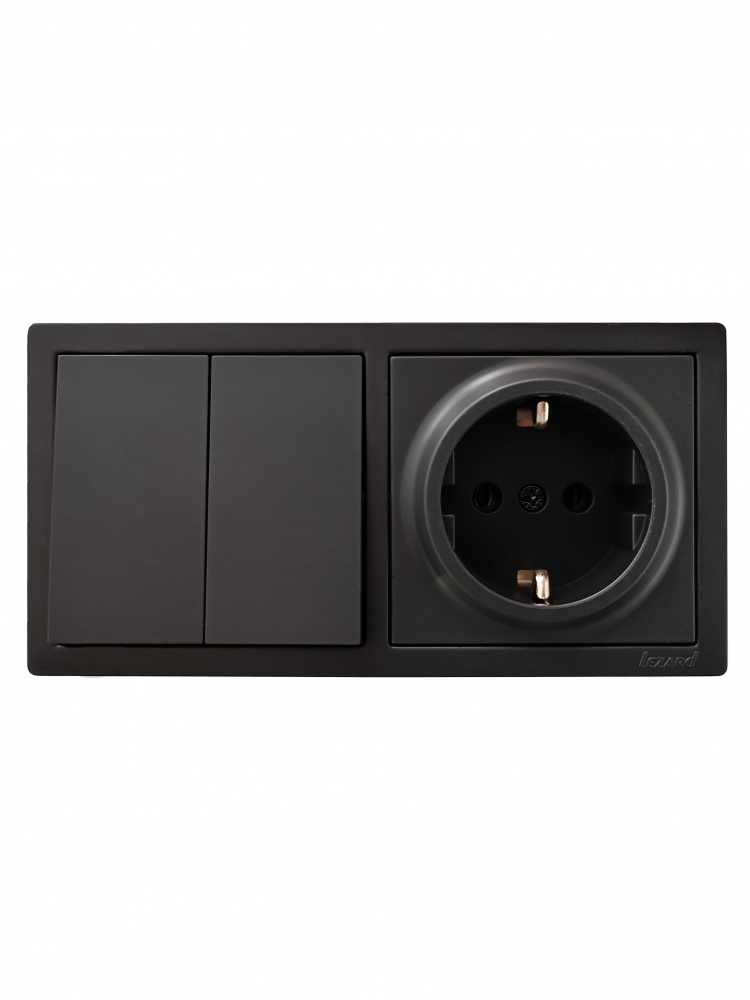 Розетка + выключатель двухклавишный Lezard LETO антрацит 752-4200-170BKP
