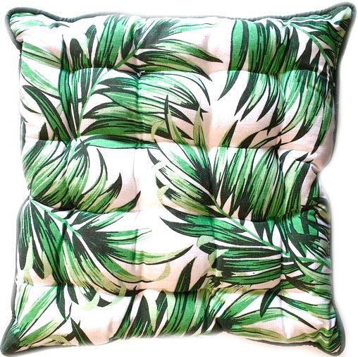 Подушка на стул с принтом листьев 40х40 см
