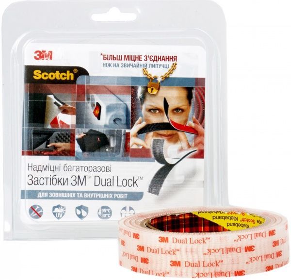 Многоразовые клейкие застежки  3М™ Dual Lock прозрачные 3,5х25 мм 1 м