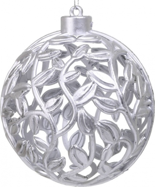 Декоративна підвіска Куля 10x12 см срібло NY21049