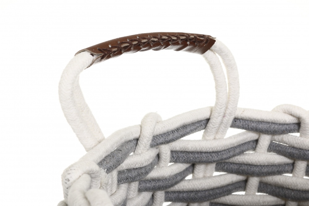 Кошик Enea з ручками біло-сірий круглий 30х40 см