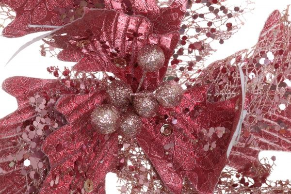 Декорація новорічна Квітка з присипкою 25 см