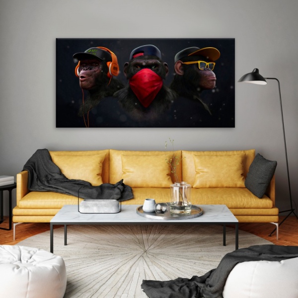 Постер Trio Of Monkeys 70x140 см Brushme 