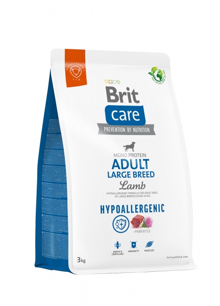 Корм сухий для великих порід Brit Care Hypoallergenic Adult з ягням 3 кг