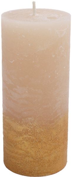 Свеча Цилиндр C07*15/1-1.3-9.2 омбре льняная в золоте Candy Light