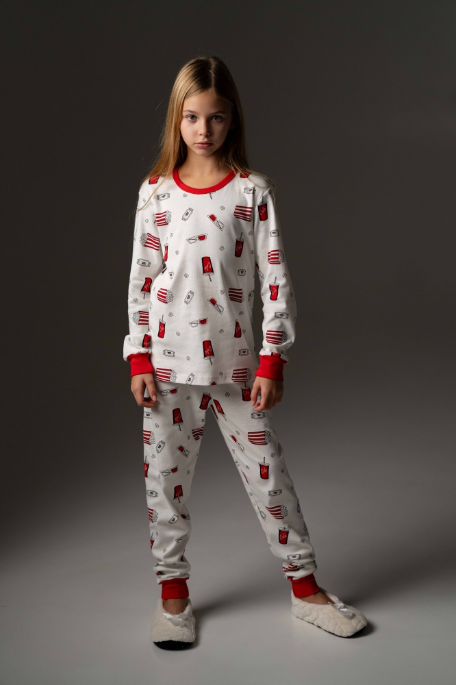 Пижама для девочек German Volf принт кока-кола р.128-134 молочный/с принтом 25124