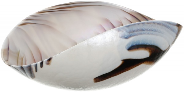 Фруктовница Yalos Murano FILIGRANA MONE 23 см слоновая кость с коричневой филигранью и перламутровым эффектом 