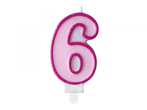 Свічка для торта Partydeco цифра 6 рожева 7 см (SCU1-6-006)