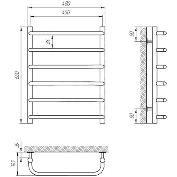 Рушникосушарка електрична Evro-Termo Шарм П6 450х600 Праве підключення